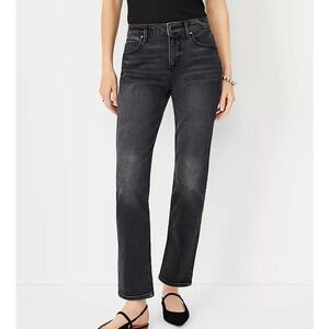 Ann Taylor Mid Rise Tapered Jeans Women Size 18 Washed Black High Rise Casual